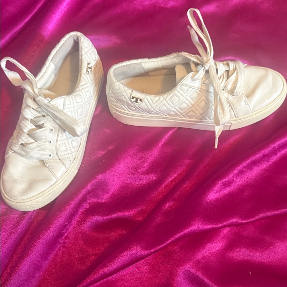 Tory Burch size 6 White Quilted Leather Women's Sneakers